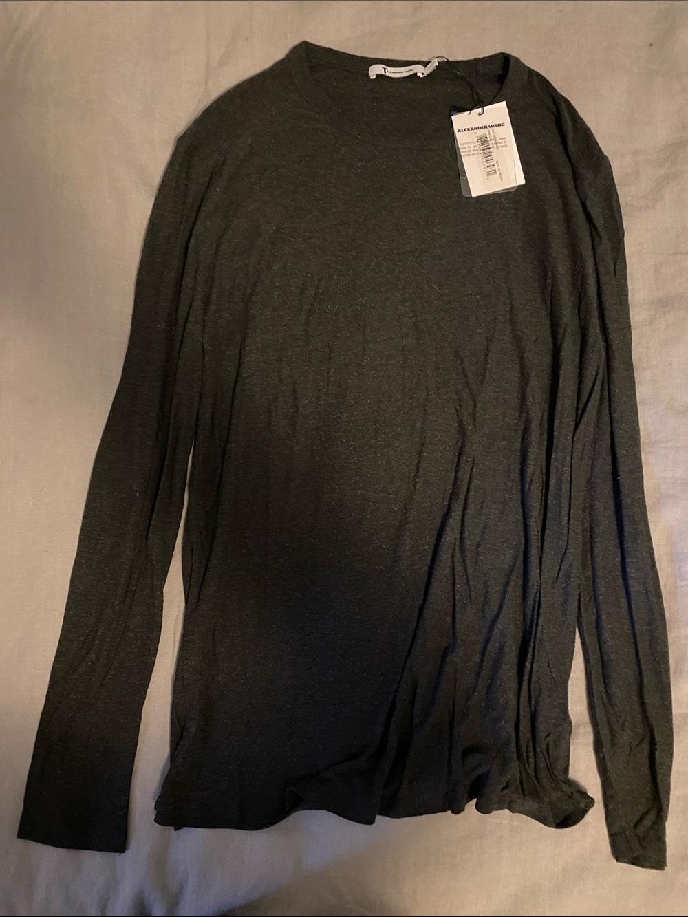 Alexander Wang Charcoal Crewneck Long Sleeve Top
